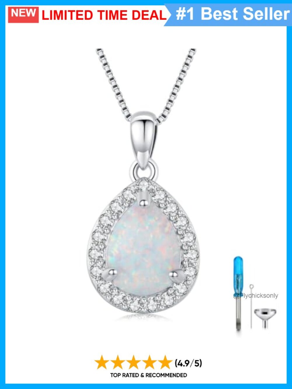 925 Sterling Silver Opal Urn Necklace Ashes Keepsake Memorial Pendant